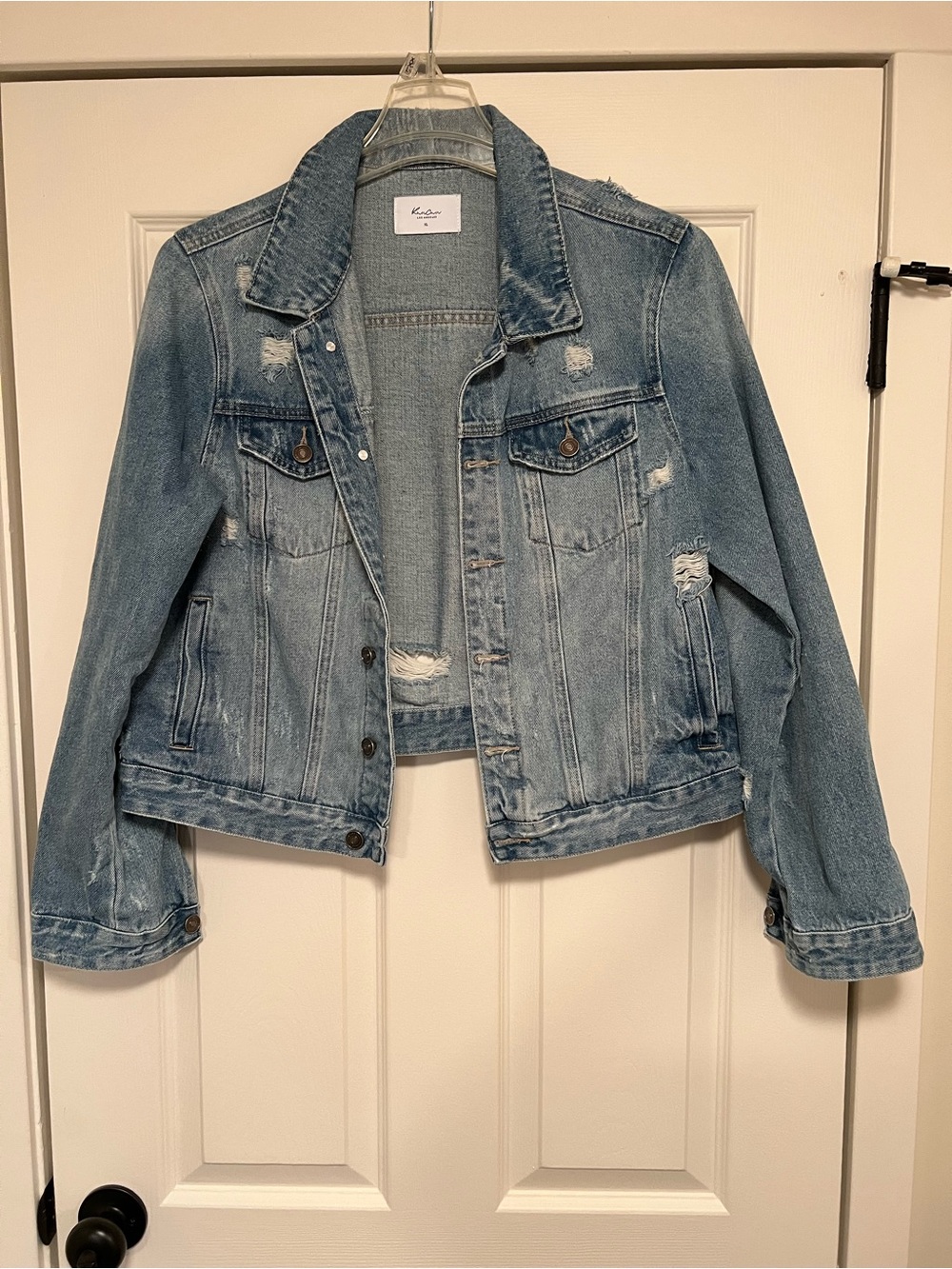KanCan Light Blue Distressed Denim Jacket